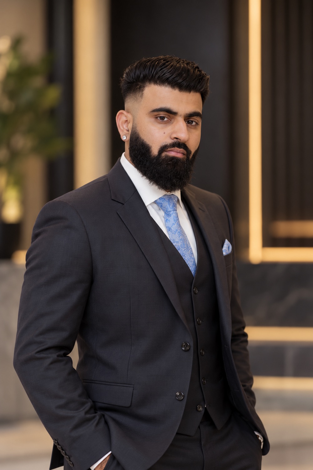 Gurmanjit (Manni) Thind in a suit in a warm modern office